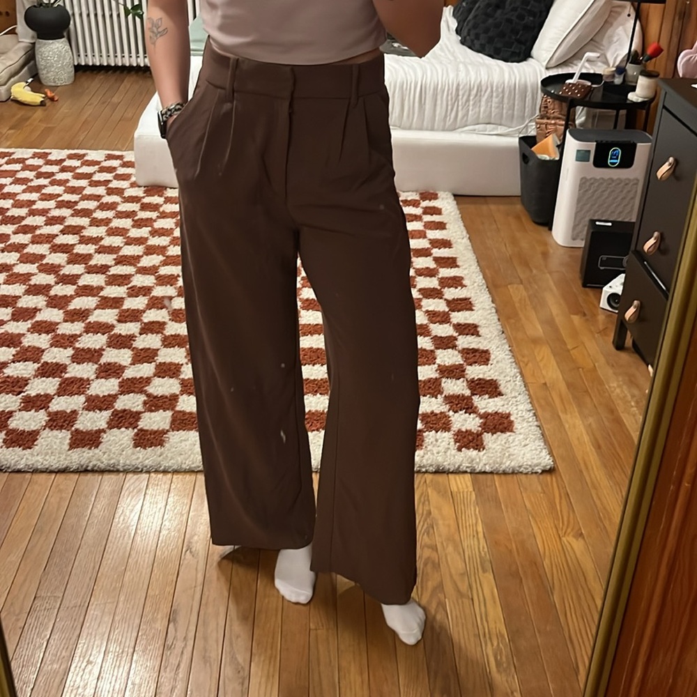 Brown Wide-Leg Pants